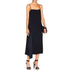Helmut Lang Navy Side Drape Midi Tank Dress - XS
